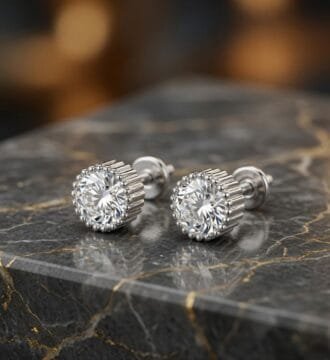 Silver Solitaire Stud Earrings for Women Round Cubic Zirconia Screw Back Earrings Real Silver Daily Wear Jewellery Gift