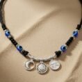 925 Sterling Silver Baby Katla with Chand Suraj Haay Charms and Blue Evil Eye Beads