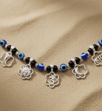 925 Sterling Silver Baby Katla with Evil Eye, Chand Suraj & Haay Charms
