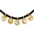 SRKJ 925 Sterling Silver Baby Katla with Gold Plated Chand Suraj Om Haay and Chaku Charms