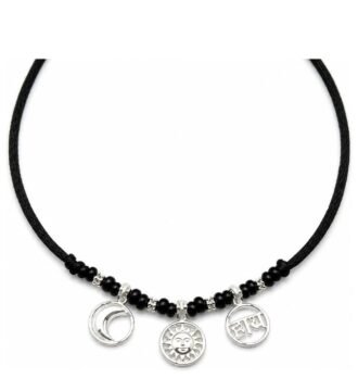 925 Sterling Silver Baby Katla with Chand Suraj Haay Charms and Black Beads