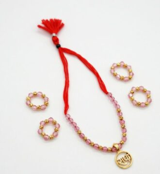 Laddu Gopal Blue Beaded Silver Necklace Set