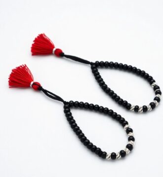 Silver Beaded Black Thread Child Nazariya