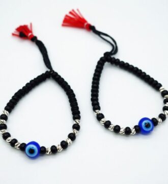 Silver Evil Eye Black Beaded Child Nazariya