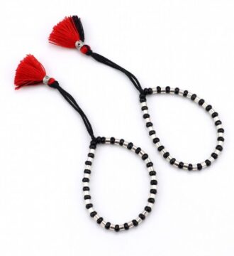 Silver Beaded Black Thread Child Nazariya