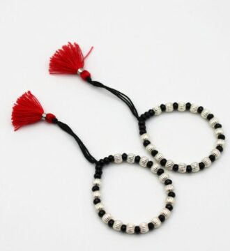 Silver Beaded Black Thread Child Nazariya