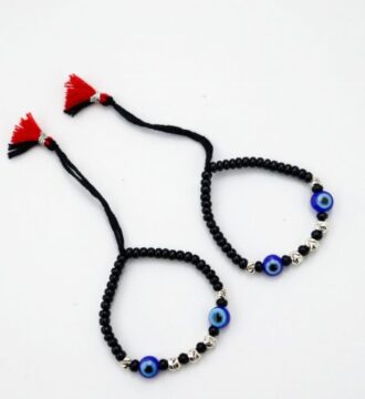 Silver Evil Eye Black Beaded Child Nazariya