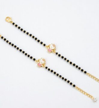 Kids Silver Anklet with Gold Plated Finish