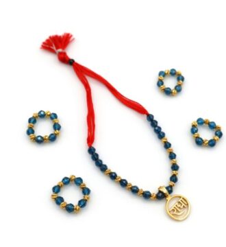 Laddu Gopal Blue Beaded Silver Necklace Set