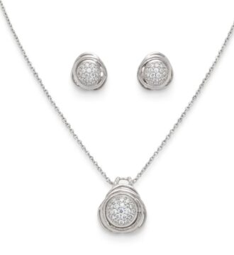 Classic Silver Pendant Chain with Matching Earrings Set