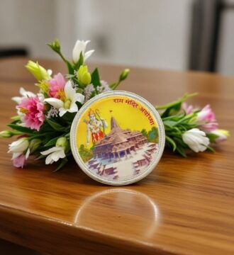 SRK Jewelry Pure Silver 999 Ayodhya Ram Mandir & Yogi Adityanath Coin 10 Gram | Religious Silver Coin for Pooja & Gifting