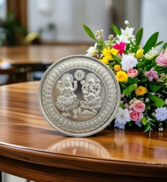 Pure Silver 999 Lakshmi Ganesh Coin – 10 Gram | Fine Silver Auspicious Gift Coin