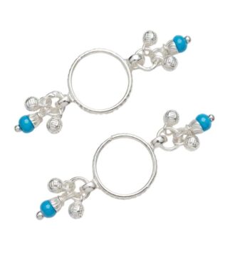 Laddu Gopal Ji Silver Payal (Anklet) with Blue Beads & Ghungroo – Divine Shringar