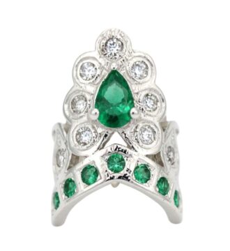 Silver Mukut (Crown) for Laddu Gopal Ji with Green Stone Work