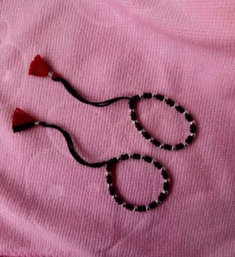 Silver Beaded Black Thread Child Nazariya