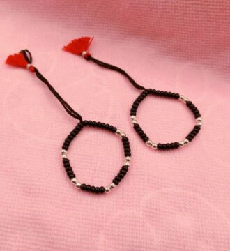 Silver Beaded Black Thread Child Nazariya