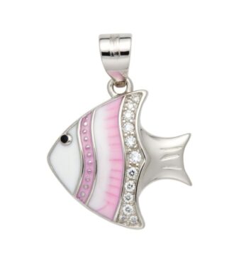 Sterling Silver Fish Pendant with Enamel