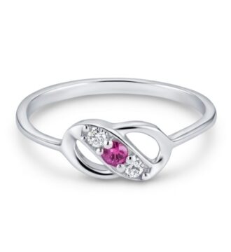 Elegant Infinity Design Silver Ring with Pink Stone & Sparkling Accents