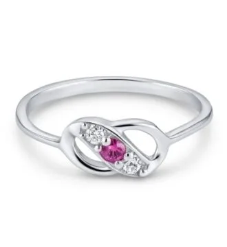 Elegant Infinity Design Silver Ring with Pink Stone & Sparkling Accents