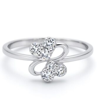 Elegant Dual Floral Swirl Silver Ring with Sparkling Stones