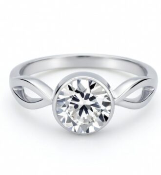 Classic Solitaire Style Silver Ring with Round Sparkling Stone