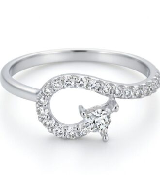 Elegant Open Heart Design Silver Ring with Sparkling Stones