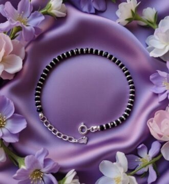 Classic Black Beads Silver Bracelet