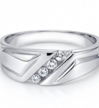 Modern V-Shape Silver Ring with Sparkling Stones