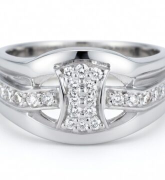 Elegant Dual Band Silver Ring with Sparkling Center Design
