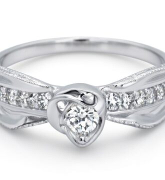 Elegant Heart Center Dual Band Silver Ring with Sparkling Stones