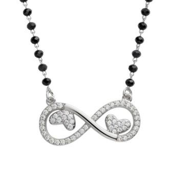 925 Sterling Silver Mangalsutra Infinity Heart Design CZ Studded for Women Daily Wear Gift