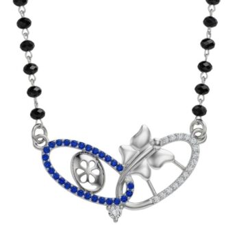 925 Sterling Silver Mangalsutra Butterfly Design Blue CZ for Women Daily Wear Gift