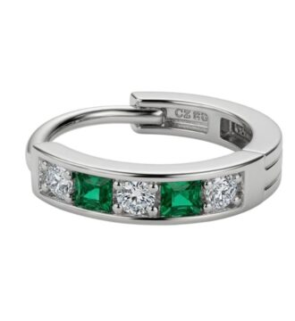 925 Sterling Silver Green & White CZ Hoop Nose Ring for Women