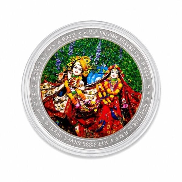 999 Pure Silver Radha Krishna Coin 10 Gram Religious Silver Coin by SRK Jewelry
