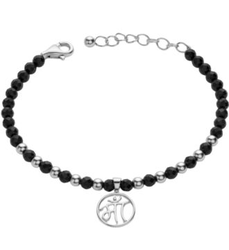 925 Sterling Silver Maa Bracelet for Kids Black Beads Nazariya Bracelet