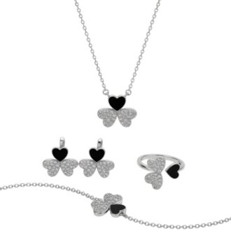 925 Sterling Silver Jewellery Set Heart Butterfly Design CZ Necklace Earrings Ring Bracelet Set for Women Gift