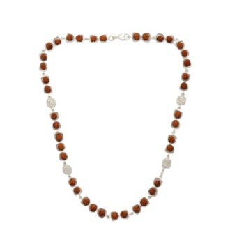 Silver Rudraksha Om Chain for Men & Women