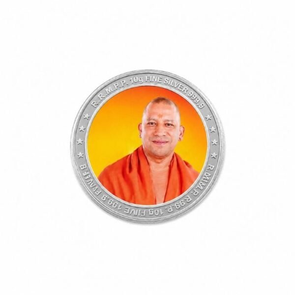 999 Pure Silver Yogi Adityanath Ayodhya Ram Mandir Coin 10 Gram by SRK Jewelry