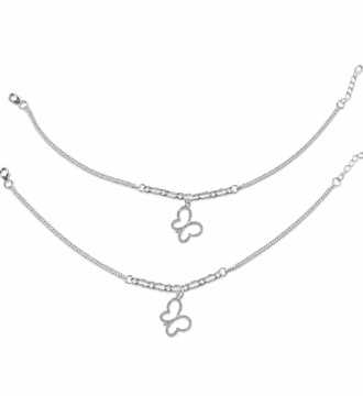 Lightweight Silver Butterfly Anklet for Women & Girls