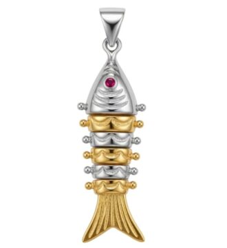 925 Sterling Silver Fish Pendant with Gold Polish | Dual Tone Spiritual Designer Pendant for Women & Men