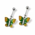 SRKJ 925 Sterling Silver Green Yellow Butterfly Bugadi Earring for Women