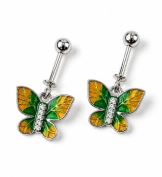 SRKJ 925 Sterling Silver Green Yellow Butterfly Bugadi Earring for Women