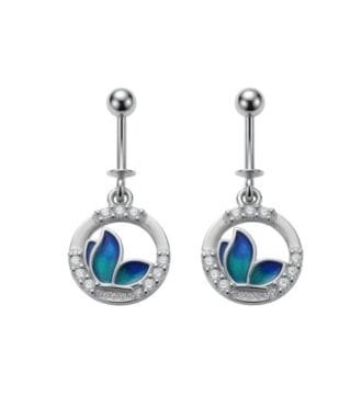 SRKJ 925 Sterling Silver Blue Leaf Round Bugadi Earring for Women