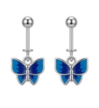 SRKJ 925 Sterling Silver Blue Butterfly Bugadi Earring for Women