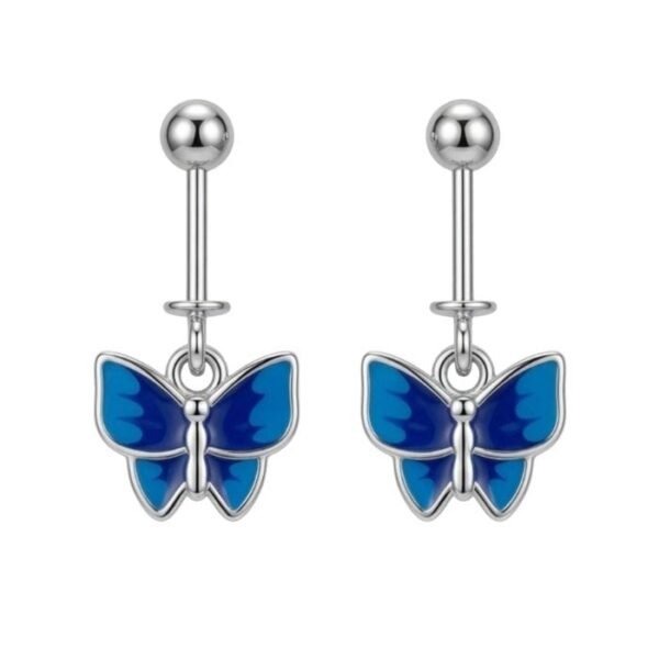 BUGDI EARRING (27) SRKJ 925 Sterling Silver Blue Butterfly Bugadi Earring for Women