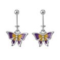 SRKJ 925 Sterling Silver Purple Yellow Butterfly Bugadi Earring for Women