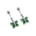 SRKJ 925 Sterling Silver Green Butterfly CZ Bugadi Earring for Women