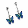 SRKJ 925 Sterling Silver Blue Green Butterfly Bugadi Earring for Women