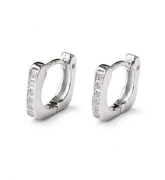 925 Sterling Silver Square CZ Hoop Bali Earrings for Women | Real Silver Huggie Earrings