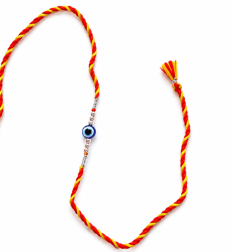 925 Sterling Silver Evil Eye Rakhi for Brother | Nazar Protection Rakhi | Traditional Mauli Thread Raksha Bandhan Rakhi